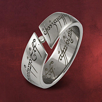Herr der Ringe - Edelstahlring mit Zirkonia wei&szlig;