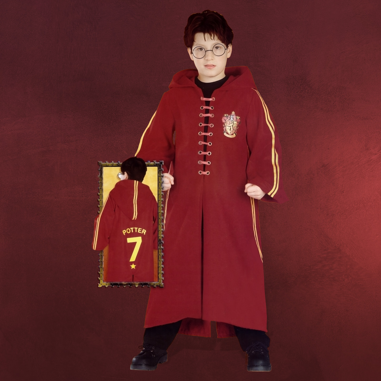 Harry Potter Costume Quidditch Robe Deluxe Fancy Coat Red M Hood Crest Ebay