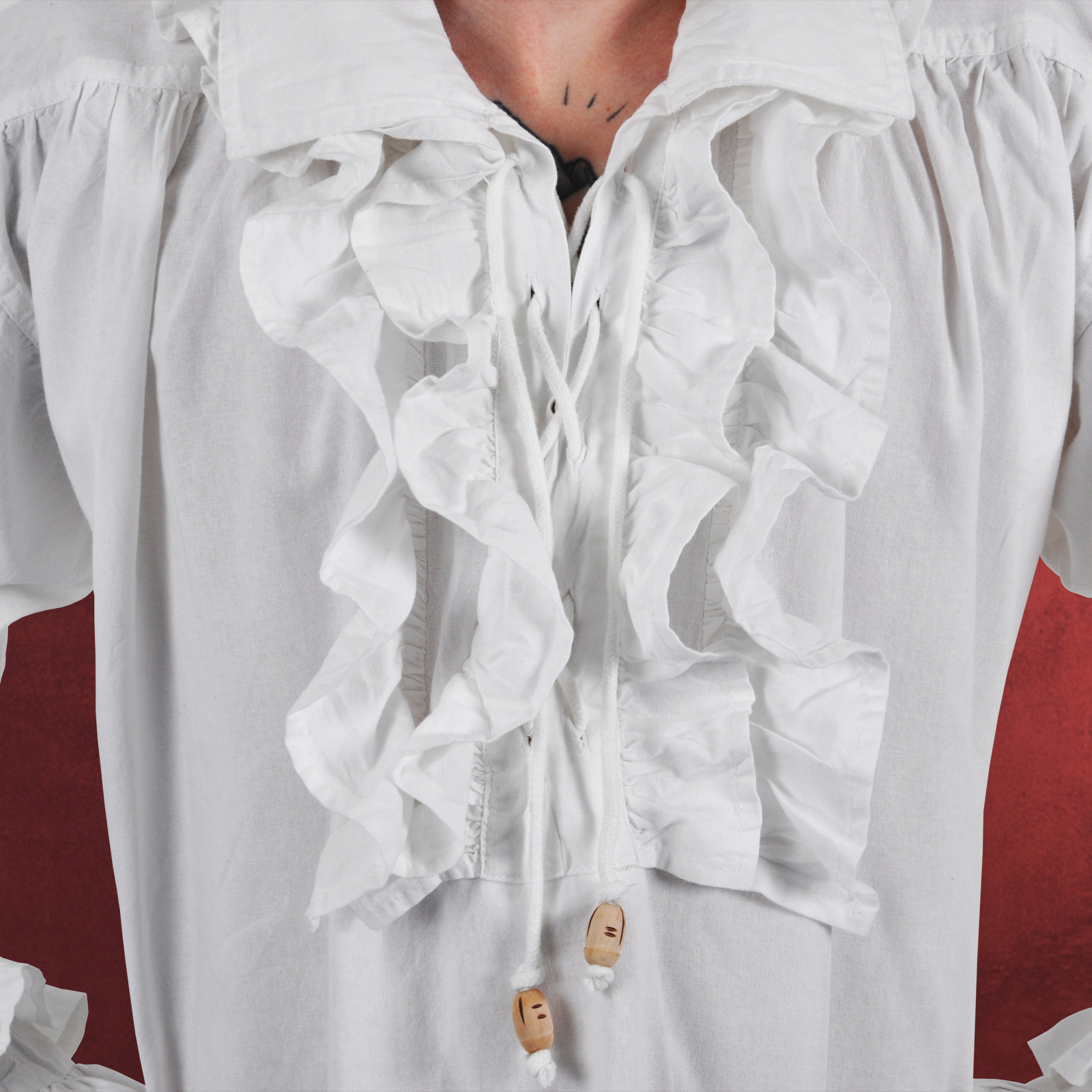 Mittelalter Pirat Hemd Für Kinder - Langarm Mit Rüschen & Plissee