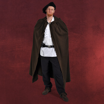 Mittelalter Cape mit Kapuze braun