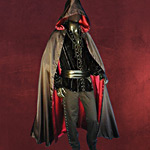 Wendecape mit Kapuze rot-schwarz