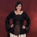 Mittelalter Bluse im Leinen Look schwarz-braun