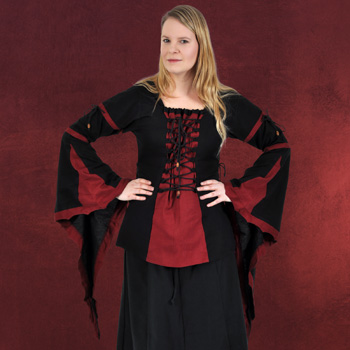 Mittelalter Bluse mit Schn�rung schwarz-rot