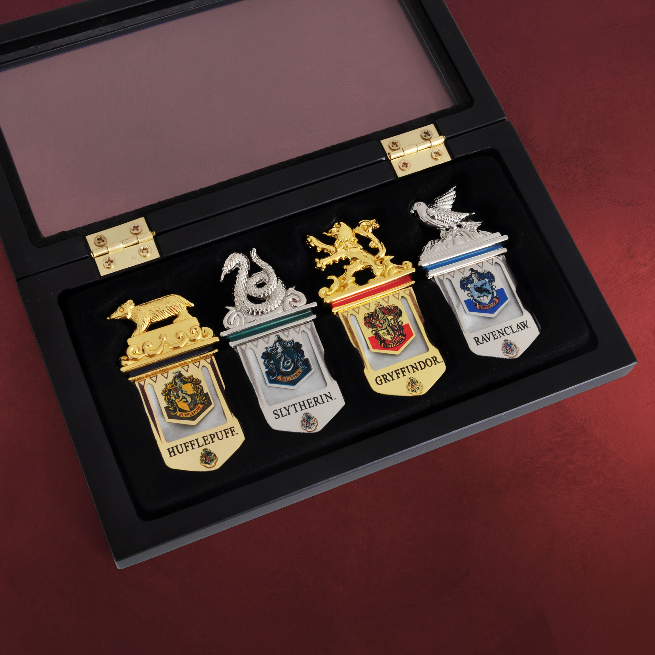 Hogwarts Lesezeichen Set aus Harry Potter   Metall Wappen der Hogwarts 